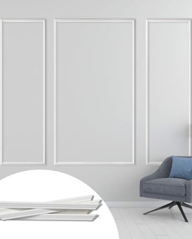 Hungbak Pre-Cut Accent Wall Molding Trim Kit, 3 Frames Premade Wainscoting Panels for Interior Decoration, Ready to Assemble Chair Rail Moulding