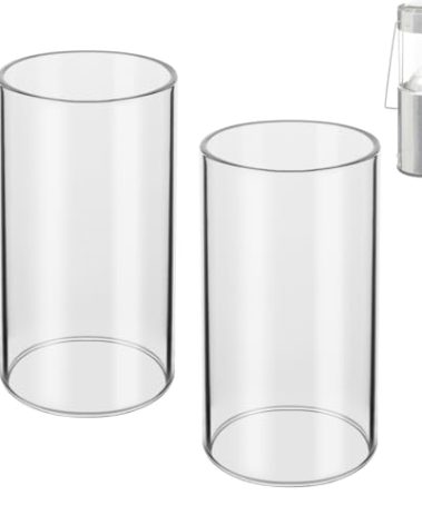 LVACODV 2-Pack Compatible Replacement Glass Chimney for UCO Candle Lantern, Durable & Heat-Resistant Glass for UCO Lantern Accessories