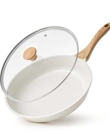SENSARTE Nonstick Ceramic Frying Pan Skillet with Lid, 10 Inch Omelet Pan, Healthy Non Toxic Chef Pan, Induction Compatible Egg Pan with Heat Resistant Handle, Free of Intentionally Added PFAS/PTFE