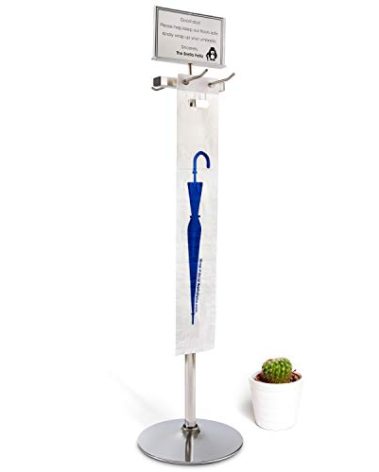 Brella Fella Umbrella Bag Wrapper Station with Sign Frame - Wrap Umbrellas for Rain - Be Safe, Wrap it up! - 100 Long Bags Included