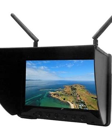 Flysight Black Pearl RC801 FPV Monitor with DVR 5.8Ghz 40CH 7" HD Screen Diversity Receiver 1024x600 Monitor with Integrated Battery and Sunshade Hood for DJI Phantom (RPSMA ANT)