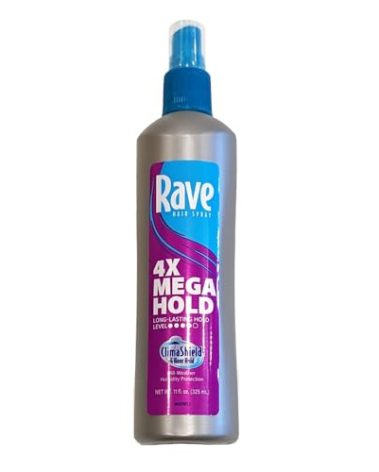 Rave 4X Mega Hairspray with Clima Shield, Unscented 11 oz (Pack of 6)