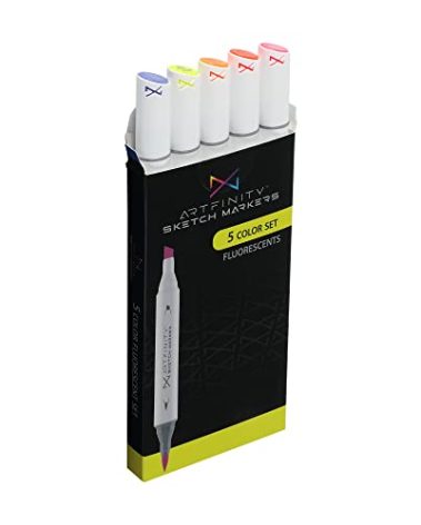 Artfinity Sketch Marker Sets - Vibrant, Professional, Dye-Based Alcohol Markers for Artists, Drawing, Students, Travel, & More! - [Fluorescent Colors - Set of 5]