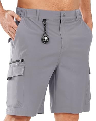 NORTHYARD Men's Cargo Hiking Shorts 9" Lightweight Outdoor Tactical Work Camping Sport Golf Casual Travel Fishing Multipocket Stone L