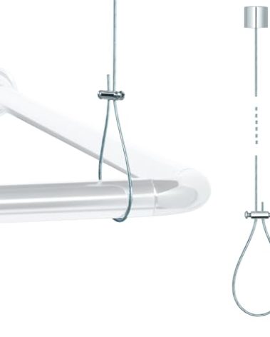 Libaro Ceiling Mounted Shower Curtain Rod Support – Adjustable 60″ Ceiling Suspension Holder for Curved, L-Shaped & Straight Shower Rods, Sturdy Rustproof Stainless Steel Support (Prevents Sagging)