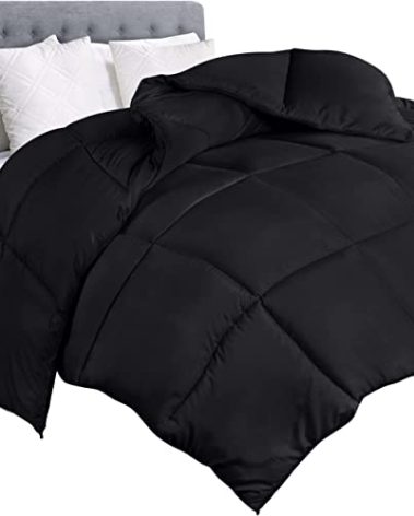 Utopia Bedding Comforter Duvet Insert, Quilted Comforter with Corner Tabs, Box Stitched Down Alternative Comforters Twin Size (Black)