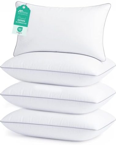 Sasttie Pillows Queen Size Set of 4, Bed Pillows for Side, Back, and Stomach Sleepers - Oeko-Tex Certified Supportive Down Alternative Plump Filling - Hotel Quality and Machine Washable, 4 Pack