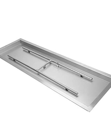Stanbroil 30 x 10 Inch Rectangular Drop-in Fire Pit Pan with H-Burner, Gas Firepit for Outside, 304 Stainless Steel, 125,000 BTU Max