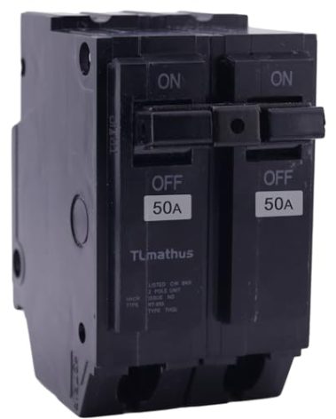 THQL2150 50 amp Breaker 2 Pole Plug-in Mount Standard Circuit Breaker Thermal Magnetic Protection, 10KA 120/240V, Compatible with GE Thick Series and Q-Line Series Load Centers