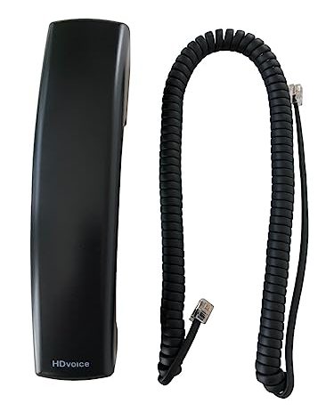 The VoIP Lounge Replacement HD Voice Handset with Curly Cord for Polycom VVX Series IP Phones 300 301 310 311 400 401 410 411 500 501 600 601 1500 Black (Please See Full Description Below)