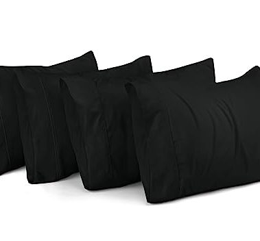 Utopia Bedding King Standard Pillow Cases - 4 Pack - Envelope Closure - Soft Brushed Microfiber Fabric - Shrinkage and Fade Resistant Pillow Covers 20 X 36 Inches (King Std, Black)