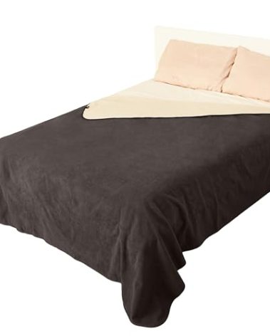 Catalonia Waterproof Fleece Blanket for Couch, Reversible Baby Pet Doggy Pee Proof, Bed Sofa Cover Furniture Boat Mattress Protector, Large (Brown+Taupe, 60x80 inch)