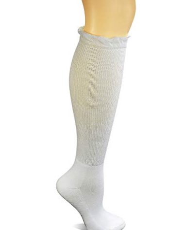 Yomandamor Women's Non-binding Lace Knee-Hi Boot Diabetic Socks with Seamless Toe,4 Pairs
