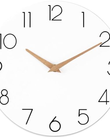 cicininc Wall Clock, White Silent Non-Ticking, Decorative Battery Operated Wall Clocks for Bedroom, Kitchen, Home, Office, School, Hotel (8 Inch)