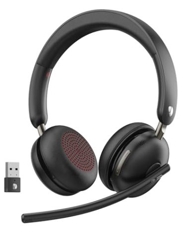 Dytole Bluetooth 5.3 Headset, Wireless Headset with Mic for Work (AI Noise Cancelling), Wireless Headphones with Mic & USB Dongle, 65H & Mute Function, Fit for PC/Call Center/Computer/Laptop/Teams