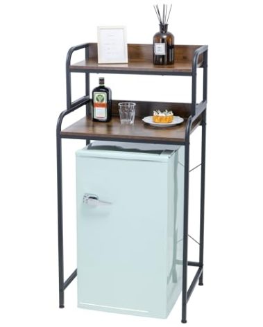 Zvyteay 2-Tier Mini Fridge Shelf Storage Shelf Mini Fridge & Microwave Stand Table, Kitchen Shelves Freestadning for Kitchen, Office