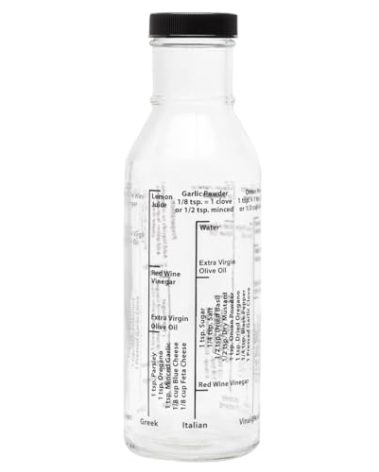 Kolder Salad Dressing Mixer Bottle for Light Recipes, Glass, 13-Ounce