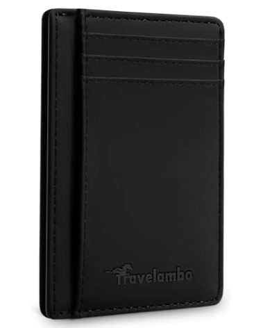 Travelambo Slim Wallet Front Pocket Minimalist Leather RFID Blocking Medium Size