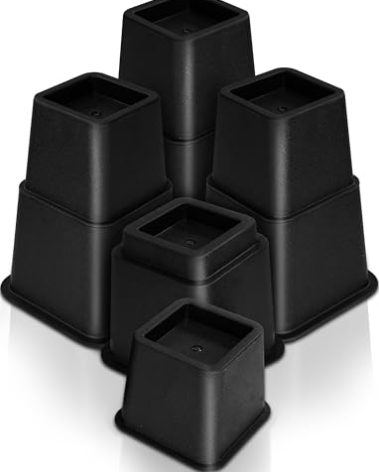 Utopia Bedding - Adjustable Bed Risers 3, 5, 8 Inch – Heavy Duty Furniture Riser Set of 4 for Beds, Couch & Desk – Under Bed Storage & Dorm Room Essential – Supports Up to 1,300 lbs – Black
