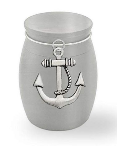 Small Memorial Cremains Holder Anchor Nautical Boat Fishing Container Jar Vial Brushed Stainless Steel Cremation Funeral Mini Urn