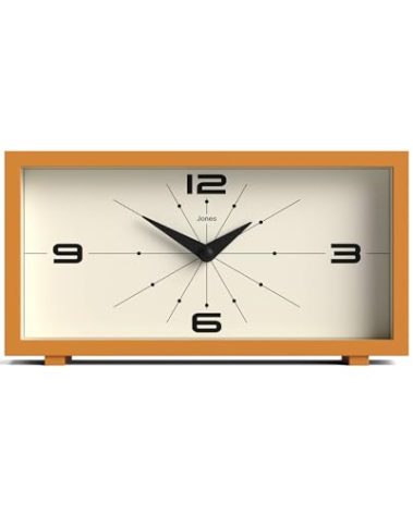 JONES CLOCKS® Odeon Desk Clock | Modern Rectangular Design | Mustard Yellow | Stylish Retro Look for Shelf, Table, Mantel or Bedside