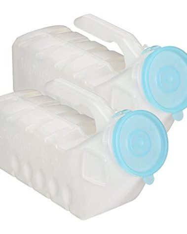 MedVance- Urinals for Men 1000ml with Glow in The Dark Spill Proof Pop Cap Lid, Plastic Pee Bottles for Men, Male Urinals, Pee Container Men, Portable Urinal for Car, Elderly & Incontinence (2 Pack)