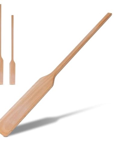 Flat Wooden Spatula for Cooking - 24" Long Wooden Stirring Paddle for Cooking, Mixing, Brewing in Big Stock Pots, Hand-Held Beech Wood Pot Stirrer Wooden Spoon for Kitchen