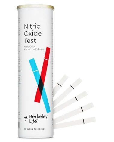 Berkely Life Nitric Oxide Test Strips - at-Home, Non-Invasive Saliva Testing Kit to Assess Nitric Oxide Levels for Men & Women - 50 Individually Sealed Indicator Strips