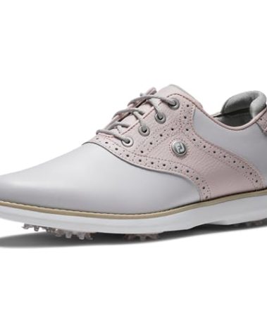 FootJoy Women's Traditions Previous Season Style Golf Shoe, Light Grey/Pink, 8