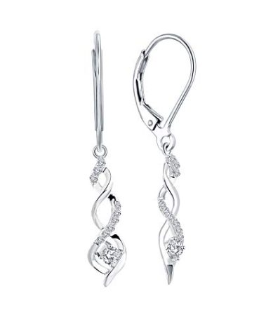 JO WISDOM 925 Sterling Silver Infinity Leverback Dangle & Drop Earrings with AAA Cubic Zirconia