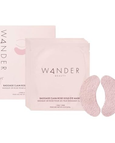 Wander Beauty Baggage Claim - Rose Gold Foil Under Eye Patches For Dark Circles and Puffiness - Under Eye Mask Depuffs & Firms - Brightening Eye Mask for Under Eye Bags (6 Pairs)