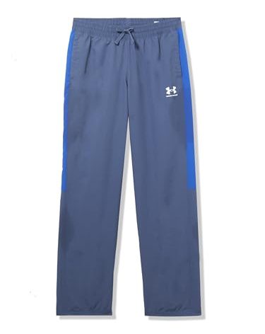 Under Armour Boys Rival Woven Pants, (045) Downpour Gray/Royal/White, Medium