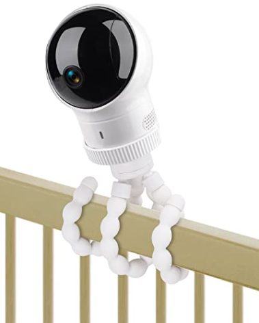 Tripod Baby Monitor Mount for Eufy Baby Monitor Camera, Flexible Baby Camera Holder Crib Mount Without Tools or Wall Damage - White