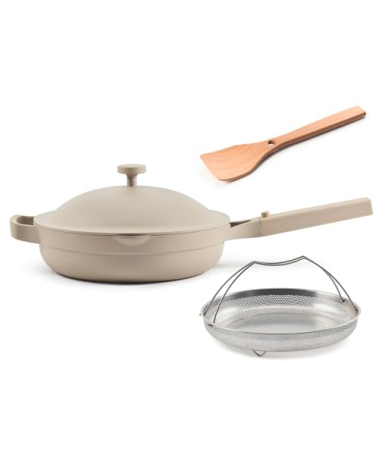 Our Place Always Pan 2.0-10.5” (2.6 Qt) Nonstick, Toxin-Free Ceramic Cookware | Patented 10-in-1 Aluminum Frying & Sauté Pan | Safe for Oven, Induction & All Cooktops up to 450°F | Steam