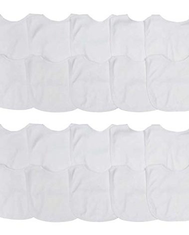 Neat Solutions 2-Ply Knit Terry Solid Color Feeder Bibs in White - 20 Pack