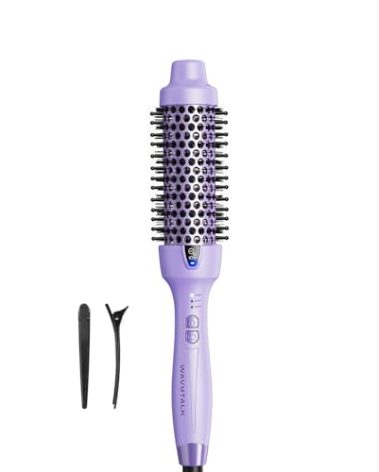 Wavytalk Thermal Brush, 1.5 Inch Blowout Express Ionic Thermal Round Brush Creates Blowout Look in 10 Minutes Makes Hair Shinier & Smoother, Dual Voltage (Lavender Purple)
