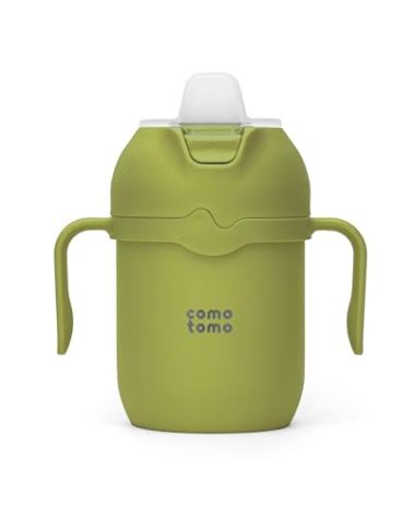 Comotomo Toddler Tumbler 8oz Insulated Sippy Cup with Silicone Straw and Spout, Green