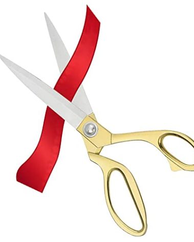Aemoe 10.5" Ribbon Cutting Scissors Heavy Duty Metal Large Scissor Professional Scissors for Ceremony Special Events, Inaugurations & Ceremonies Gold