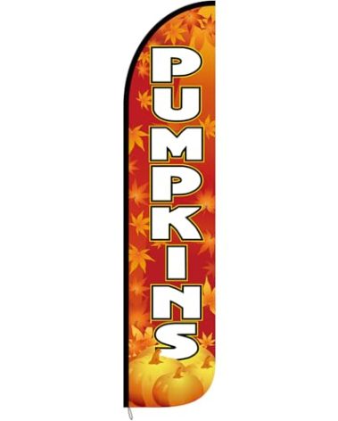 Remagr Pumpkins Feather Flag 2.5ft x 12ft Outdoor Fall Garden Flag for Fall Pumpkins Theme Parties, Halloween Decorations, Thanksgiving Day, Festivals, Farms, Events