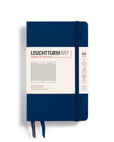LEUCHTTURM1917 - Notebook Hardcover Pocket A6-187 Numbered Pages for Writing and Journaling (Navy, Squared)