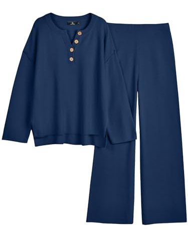 LILLUSORY Lounge Sets Womens Two 2 Piece Matching 2025 Fall Fashion Outfits Clothes Clothing Trendy Knit Sweater Loungewear Travel Sweatsuit Sweat Suit Sets