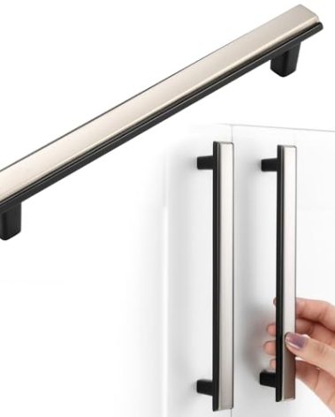 BEROSSA Nickel and Black Cabinet Pulls Brushed Nickel and Matte Black Kitchen Cabinet Handles, 10 Pack 6-1/4 Inch, 2281 Two Tone Hardware for Cabinets Drawers Bedroom Dresser Cupboard Bathroom Vanity