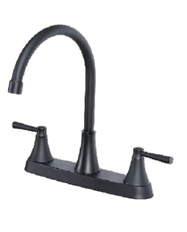 Touck 3 Hole Matte Black Two Handle Kitchen Faucet - RV & 4 Hole Compatible, TDLKF029W-B