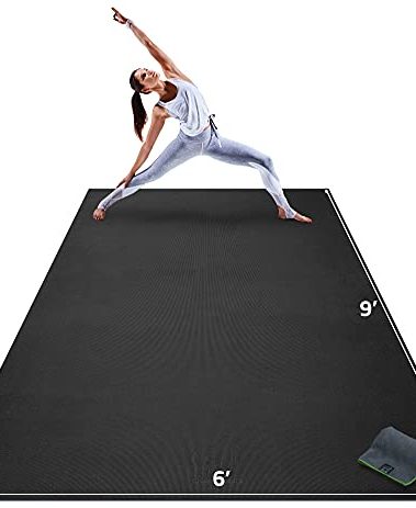 Gorilla Mats Premium Extra Large Yoga Mat – 9' x 6' x 8mm Extra Thick & Ultra Comfortable, Non-Slip Barefoot Exercise Mat – Works Great on Any Floor for Stretching, Cardio or Home Workouts