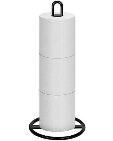 Toilet Paper Holder Stand, OBODING, Black Freestanding Toilet Paper Holder for Storing 3 Rolls of Toilet Papers (Black)