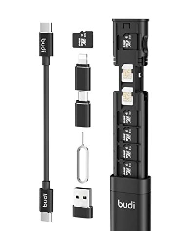 BUDI Multifunctional 9 in 1 Data Cable with USB Type-C Card Reader Micro SD Memory Card high-Speed Card Reader Adapter Suitable for Mobile Phone Cameras and Computers