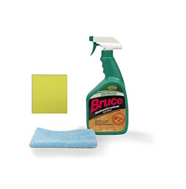 Bruce 32 fl oz Hardwood and Laminate Floor Cleaner Spray with One Blue Microfiber Cleaning Cloth and One Yellow Sponge Cloth