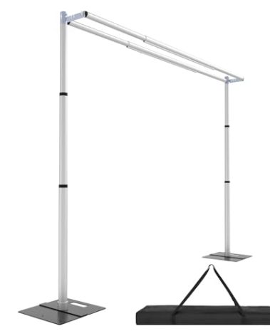 Hecis10ftx10ft Double Crossbar Pipe and Drape Backdrop Stand Kit, Heavy Duty Backdrop Stand, Adjustable Metal Background Stand for Parties Birthday Party Baby Shower Wedding Decorations