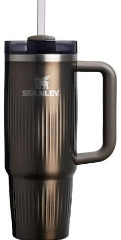 Stanley Quencher H2.0 Tumbler with Handle and Straw 30 oz | Flowstate 3-Position Lid | Cup Holder Compatible for Travel | Insulated Stainless Steel Cup | BPA-Free | Fluted Gunmetal Shine