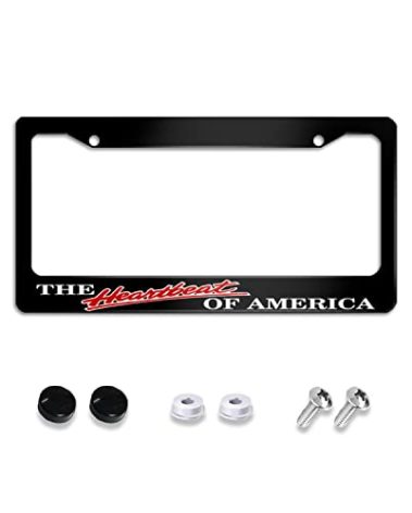 Draradi The Heartbeat of America Black License Plate Frame Holder Metal Aluminium Alloy 2 Hole and Screws